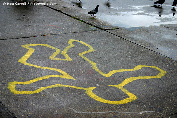 Chalk Outline Memorial to a Student Protester