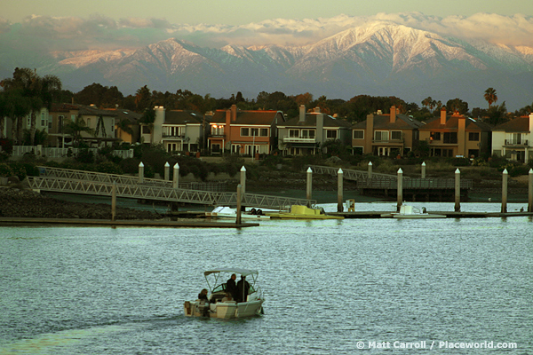 Mt. Baldy with Long Beach's Spinnaker Bay in the Foreground