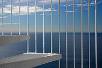 Spiral Staircase framing Pacific, Laguna Beach, California