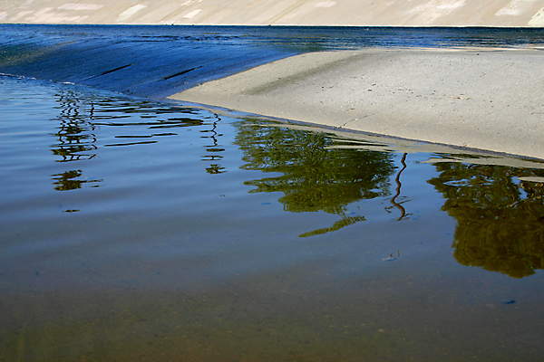 confluence of two rivers over concrete
